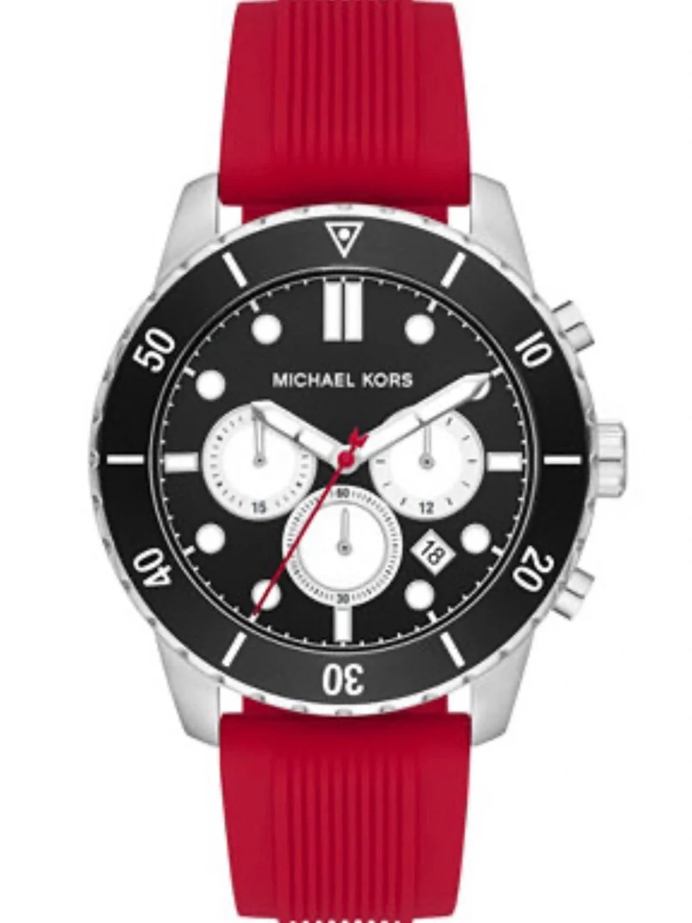 Michael Kors Cunningham Chronograph Red Silicone Watch 44mm